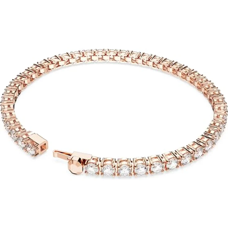 Swarovski Matrix Tennis, Damen-Armband mit Rundschliff, Weiß, Roségold-Legierungsschicht – Bild 4