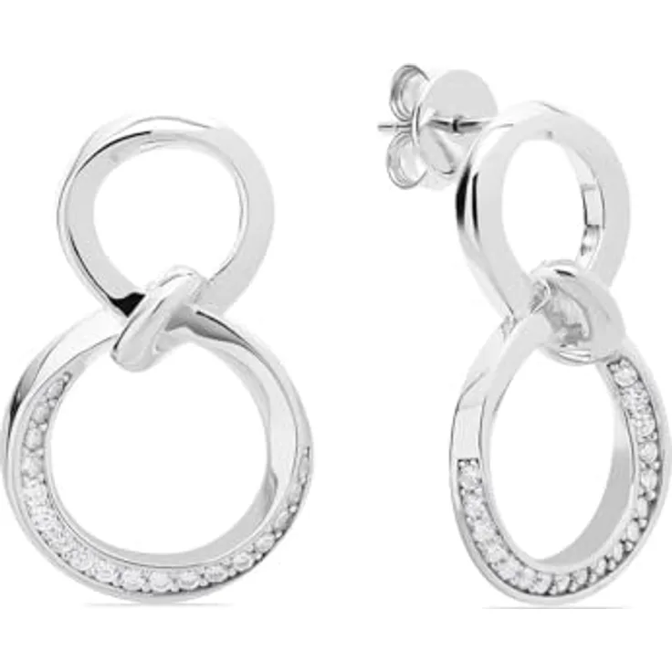 JETTE Damen-Ohrhänger 925er Silber, recycelte Zirkonia, One Size, Silber 32029957