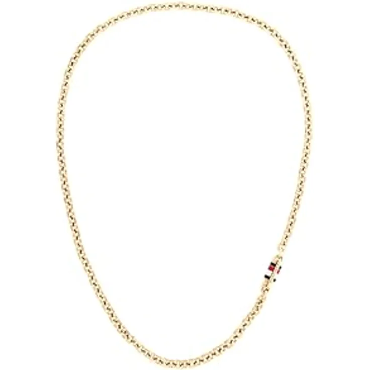 Tommy Hilfiger Jewelry Gliederhalskette für Herren, Gelbgold, 56 cm, Magnetverschluss mit emailliertem Detail