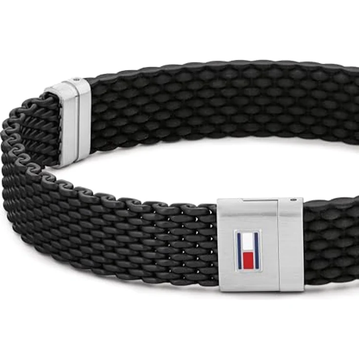 Tommy Hilfiger Jewelry Herren-Armband aus Silikon mit Edelstahlverschluss, schwarz oder blau, Innenumfang 19,5 cm, Magnetverschluss – Bild 2