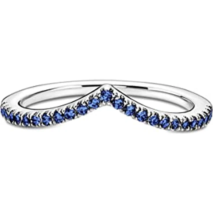 PANDORA Ring Timeless, Damenring aus Silber mit blauen Kristallen, Größe 58 – Bild 2