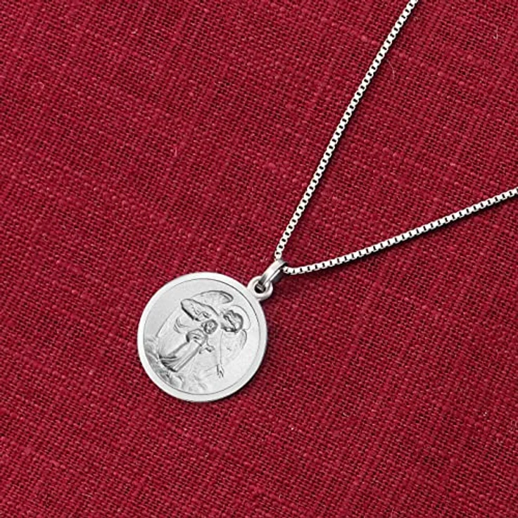 trendor Halskette mit Schutzengel-Anhänger Ø 18 mm, 925 Silber, Venezianer-Kette 50 cm, elegantes Schmuckstück für Damen und Herren – Bild 3