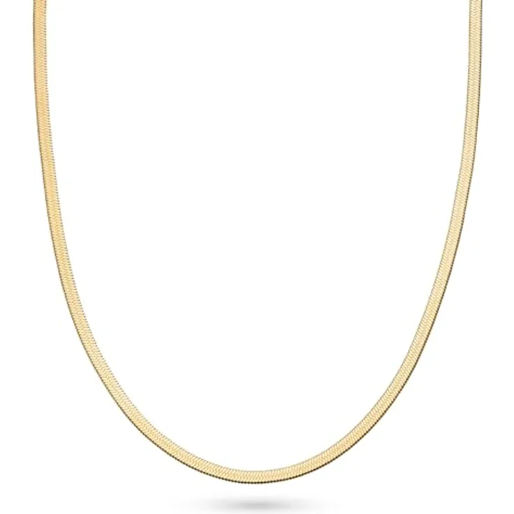 s.Oliver Necklace - Elegante Schlangenkette aus poliertem Edelstahl in IP Gold, 45 cm, wasserfest & hautfreundlich