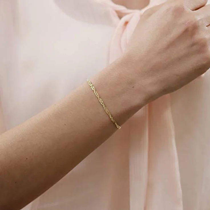 Trendor Gold Singapur Armband 333, 19 cm Damen Armschmuck aus 8 Karat Gold, 2,4 mm Breite, elegantes Design, Geschenkidee in Schmuck-Box, Modell 50521 – Bild 3