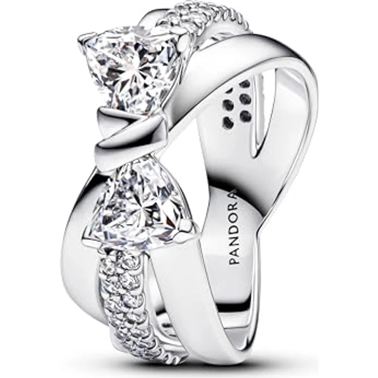 PANDORA Timeless Funkelnde Schleife Überkreuzter Ring aus Sterling Silber mit Zirkonia, Größe 52, ideal für festliche Anlässe – Bild 1