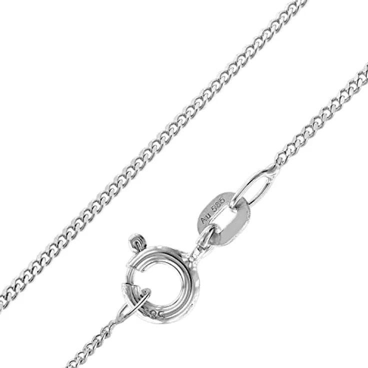 trendor Panzerkette Weißgold 585 Gold 14 Karat 1,1 mm Breite, 40 cm Damen-Halskette, zeitloser Halsschmuck in Geschenkbox