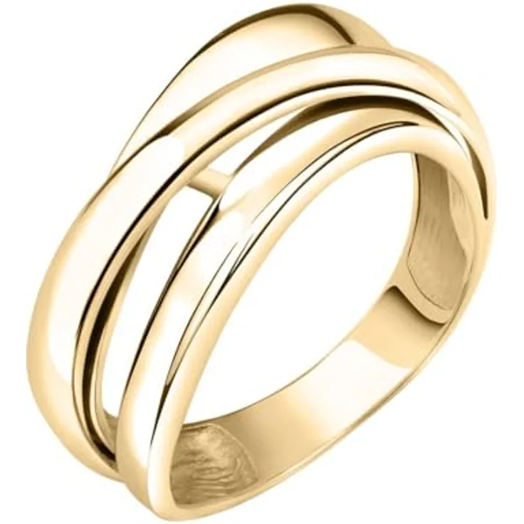 CHRIST Damenring 585er Gelbgold, elegantes Design mit überkreuzten Bändern, hochglänzende Oberfläche