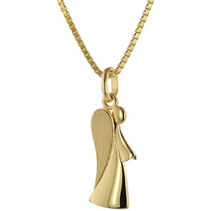 trendor Engel-Anhänger Gold 333 (8 Karat) mit vergoldeter Kette, Halsschmuck für Damen, 40 cm, modernem Design, ideal als Geschenk