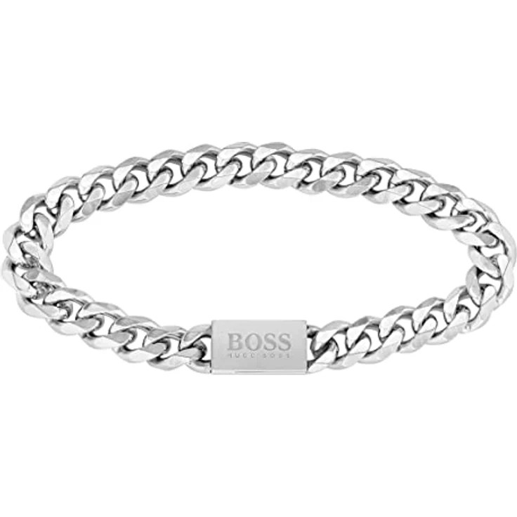 BOSS Jewelry Gliederarmband für Herren Kollektion CHAIN LINK, polierter Edelstahl, 17,5 cm, magnetischer Verschluss mit graviertem Logo – Bild 1