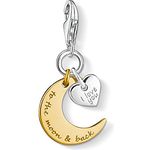 Thomas Sabo Charm-Anhänger I Love You To The Moon & Back, 925 Sterling Silber, Charm Club mit Karabinerhaken