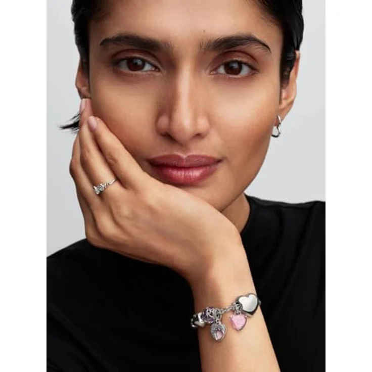 PANDORA Charm Herzanhänger Ich liebe dich Mama, 925 Sterling Silber mit rosa Zirkonia, Gravur MOM, kompatibel mit Moments ME, 794464C01 – Bild 5