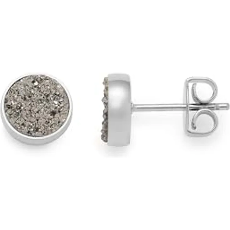 JEWELS BY LEONARDO Ohrringe Odelle, 1 Paar Ohr-Stecker aus silberfarbenem Edelstahl mit braun funkelndem Achat-Stein, allergikerfreundlicher Schmuck für Frauen, 0,8 x 0,8 x 1,5 cm
