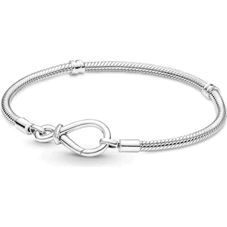 PANDORA Moments Armband Silber mit Unendlichkeitsverschluss, 23 cm, personalisierbar für bis zu 16 Charms