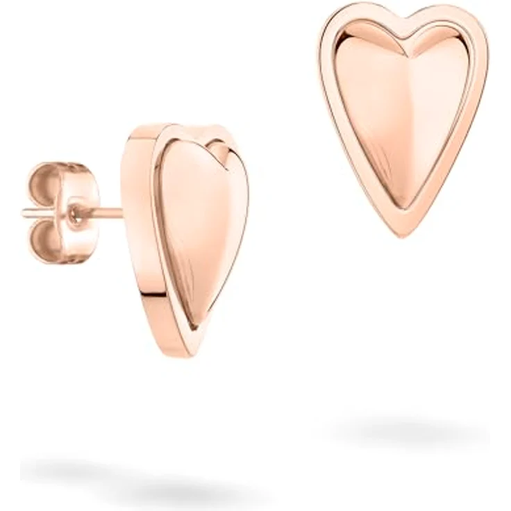 LIEBESKIND BERLIN Metal Heart Ohrring, Ohrstecker Edelstahl IP Roségold, 1,5 cm, Steckverschluss, wasserfest & hautfreundlich – Bild 1
