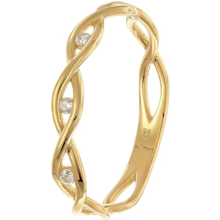 trendor Damen-Ring Gold 333/8K, Flechtdesign mit Zirkonias, Ringgröße 54/17,2, edles Schmuckstück für Frauen – Bild 1