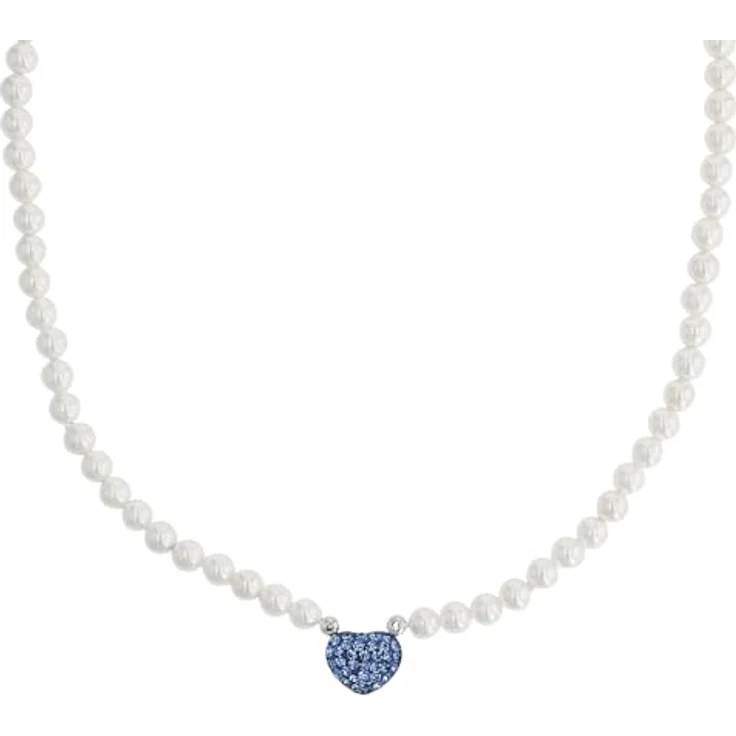 Amor Damen Kette mit Herz-Anhänger aus 925 Sterling Silber, 42+3 cm, mit Muschelkernperle und Kristall, inkl. Geschenkbox – Bild 1