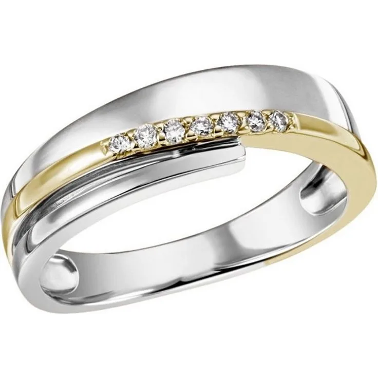 Firetti Fingerring Silber 925, bicolor glitzernd mit Zirkonia (synth)