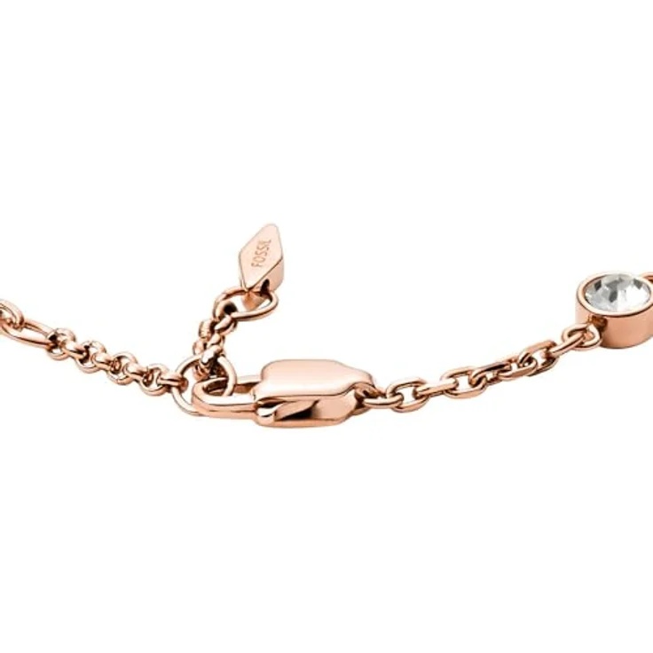 Fossil Damen Edelstahl Kettenarmband mit Karabinerverschluss, 19 cm in Pink und Roségold, poliertes Finish, 2,5 cm Erweiterung – Bild 5