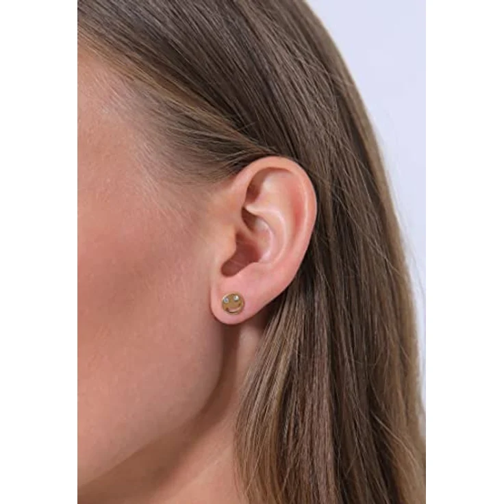 Elli Damen Ohrstecker Smiley Face Emoji mit Glaskristall, 925 Sterling Silber vergoldet – Bild 5