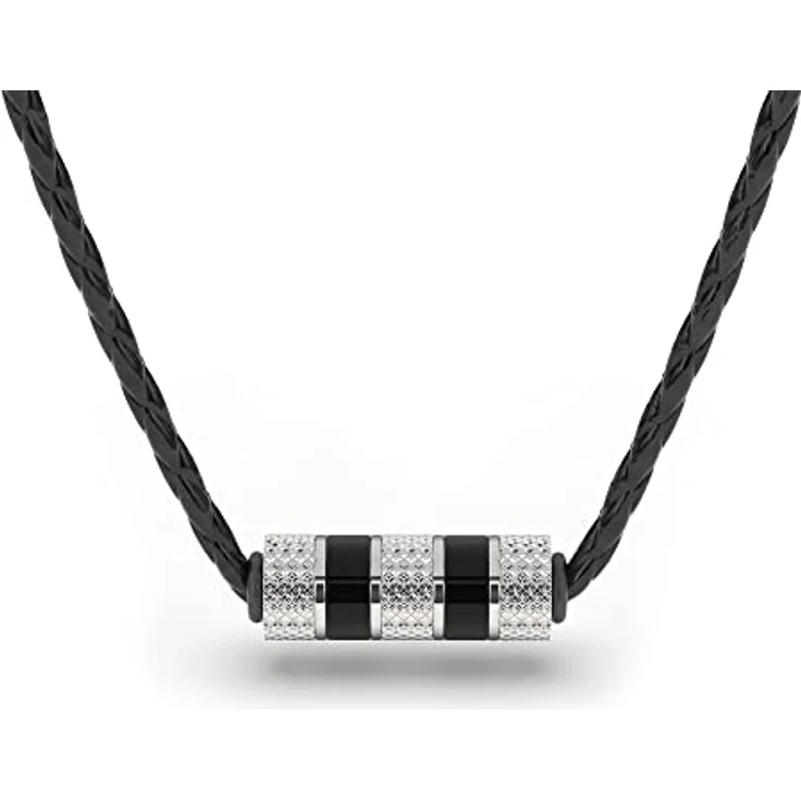 SERASAR Lederkette Herren mit Anhänger, 50 cm Silber, echtes Rindsleder, Geschenkbox für Rocker – Bild 1