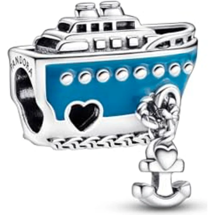PANDORA Moments Ankerndes Kreuzfahrtschiff-Charm-Anhänger aus Sterling Silber mit detaillierter Emaille-Dekoration, kompatibel mit Moments Armbändern, 792198C01 – Bild 3