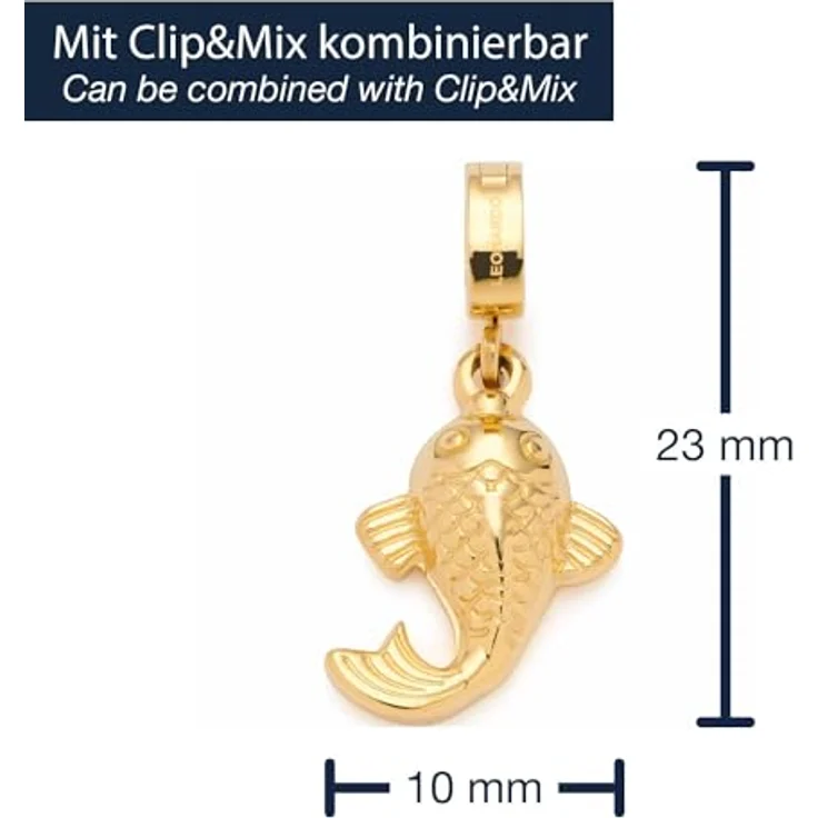 JEWELS BY LEONARDO Clip & Mix Ari, Ketten-Anhänger aus goldfarbenem Edelstahl im Koi-Design, Glücksbinger, Clip S (3,5 mm Ø) – Bild 2