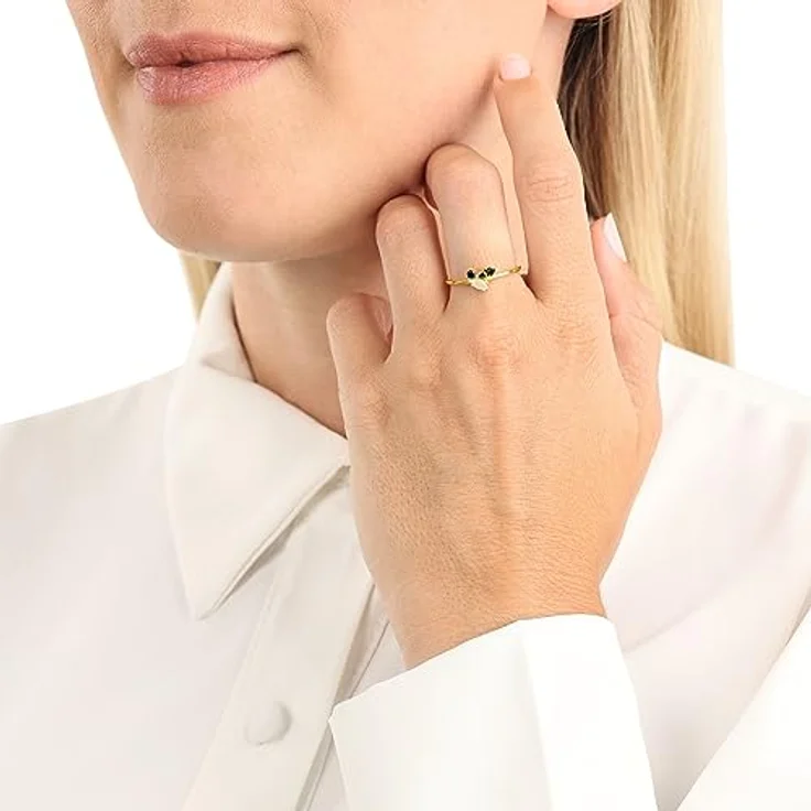Amor Damen Ring 925 Sterling Silber mit Zirkonia (synth.) und Glassteinen, 6,5 mm, in Schmuck Geschenk Box, 2037257 – Bild 2