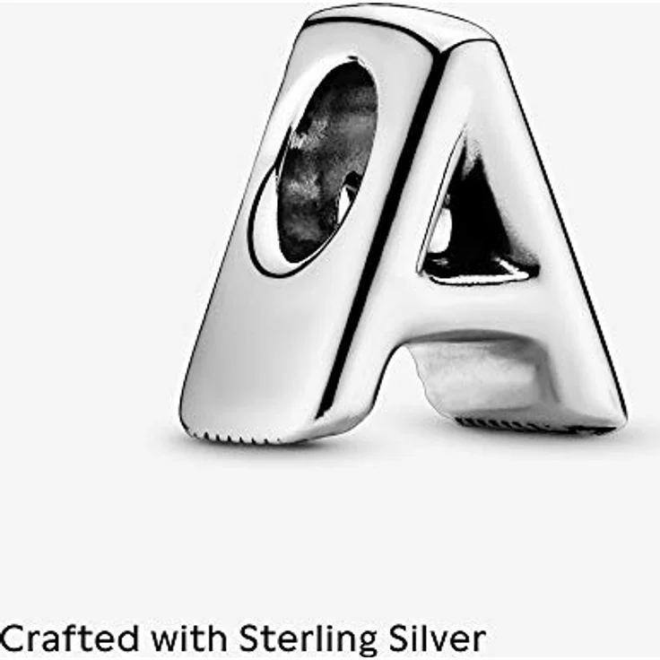 PANDORA Moments Buchstabe A - wendbares Alphabet-Charm aus Sterling-Silber mit geprägten Herzen und Perlen, kompatibel mit Moments Armbändern – Bild 3