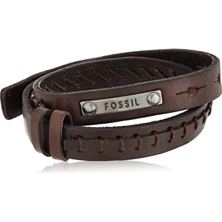 Fossil JF87354040, Herren Vintage Casual Double Wrap Lederarmband, Gesamtlänge 480mm, Braun, Snap Post Verschluss – Bild 3