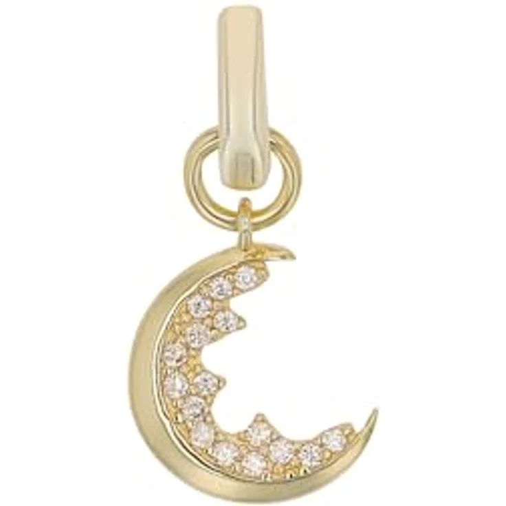 Amor Charm Anhänger "Mond", 925 Sterling Silber mit Zirkonia, 2 cm, Apricot, in Schmuck Geschenk Box – Bild 1