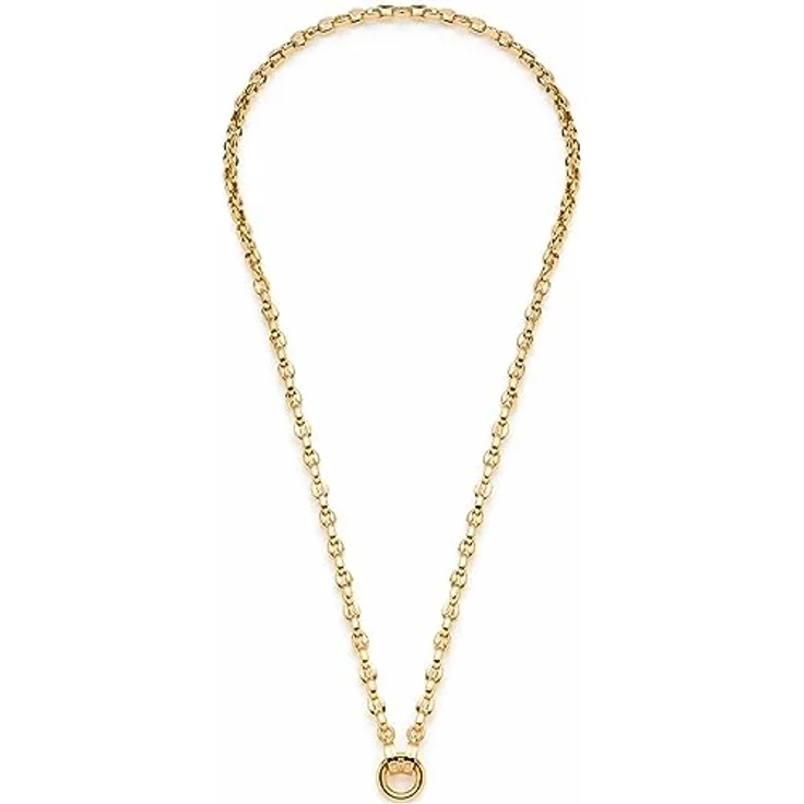 JEWELS BY LEONARDO Clip & Mix Romea, Halskette aus goldfarbenem Edelstahl, massive Bohnenform-Kettenglieder, 50 cm, Ring zum Anhängen von Charms, Geschenk Schmuck Damen