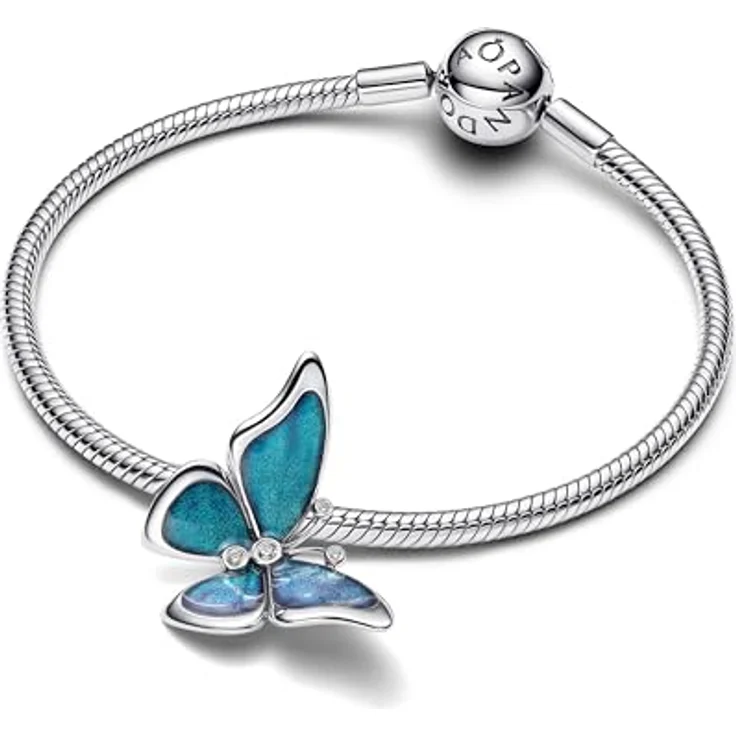 Pandora 793747C01 XL Charm Schmetterling, Bead Charm aus 925 Sterlingsilber mit farbenfroher Emaille und weißen Zirkonia, Größe 27 x 17 mm – Bild 3