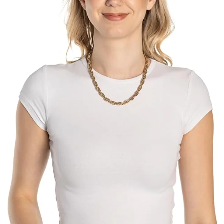 JEWELS BY LEONARDO Halskette Sina, goldfarbener Edelstahl, ineinander verschlungene Kettenglieder, 45-50 cm, Schmuck Geschenk für Frauen – Bild 3