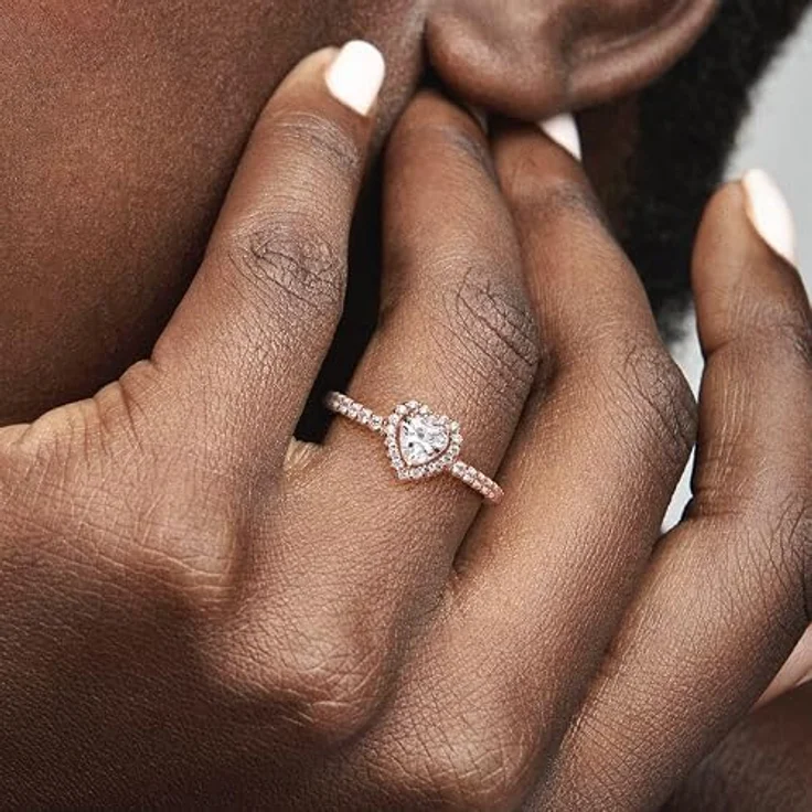 Pandora 188421C02 Damen-Ring Funkelndes Herz Weiß, roségold plattiert mit Zirkonia, Breite Ringkopf 8 mm, Größe 56/17,8 – Bild 5