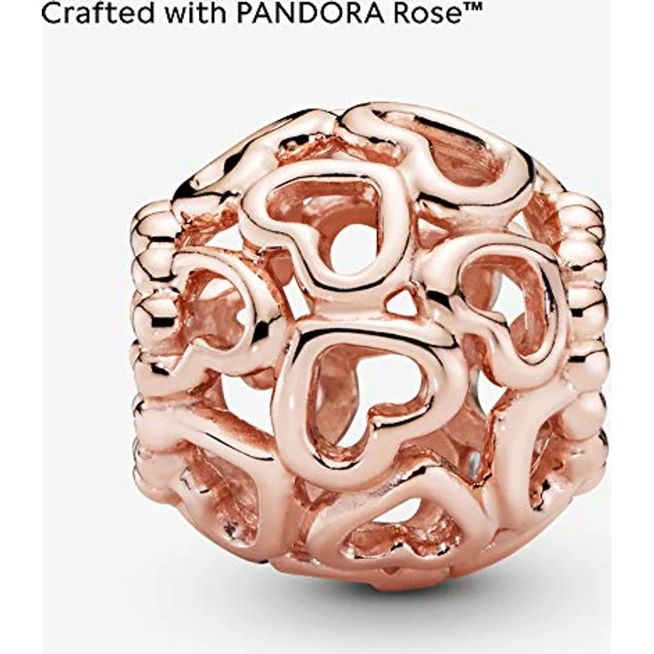 PANDORA Charm All Over Herzen, 14 Karat rosévergoldete Metalllegierung, Moments Collection – Bild 3