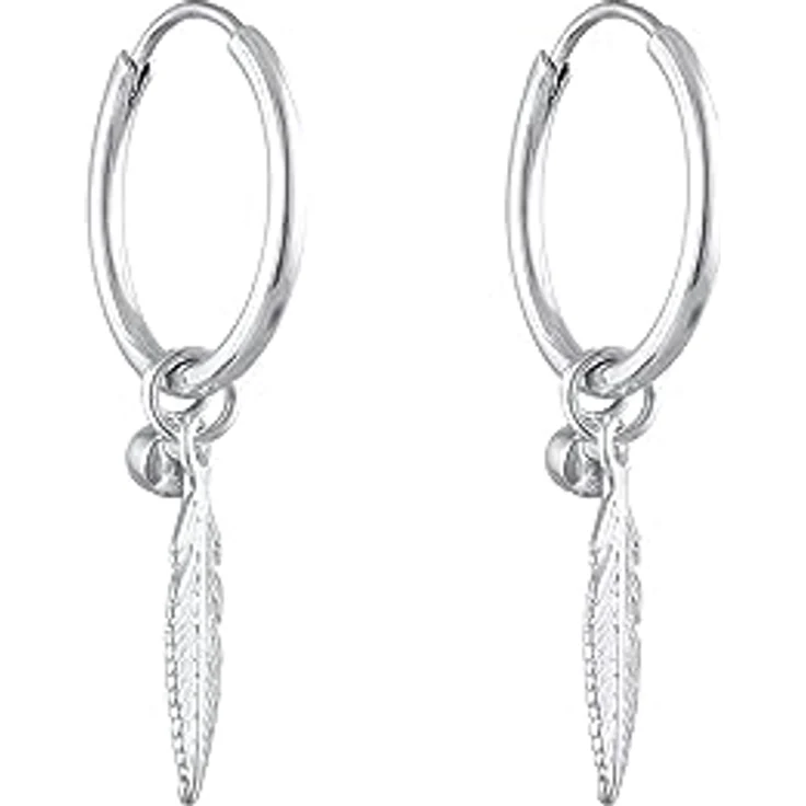 Elli Creolen Silber 925 Feder-Ohrringe mit 0,1ct Kristallen, durchmesser 20mm, handgefertigt – Bild 4