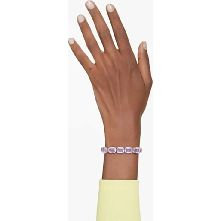 Swarovski Millenia Armband, Violettfarbenes, Vergoldetes Damenarmband mit Oktagon-schliffigen Kristallen, W-Hakenverschluss, Länge 17-19 cm, Breite 0.8 cm – Bild 5