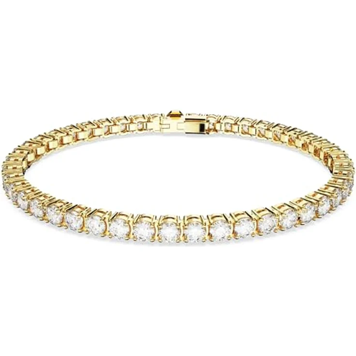 Swarovski Matrix Tennis, Vergoldetes Armkettchen mit Strahlenden Swarovski Kristallen, elegantes Design für Damen – Bild 1