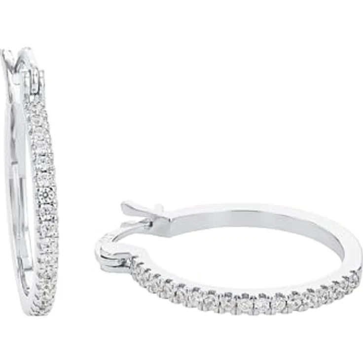 Amor Creolen 925 Sterling Silber, Damen Ohrschmuck mit Zirkonia synth., 2,1 cm, Silber, in Geschenkbox – Bild 1