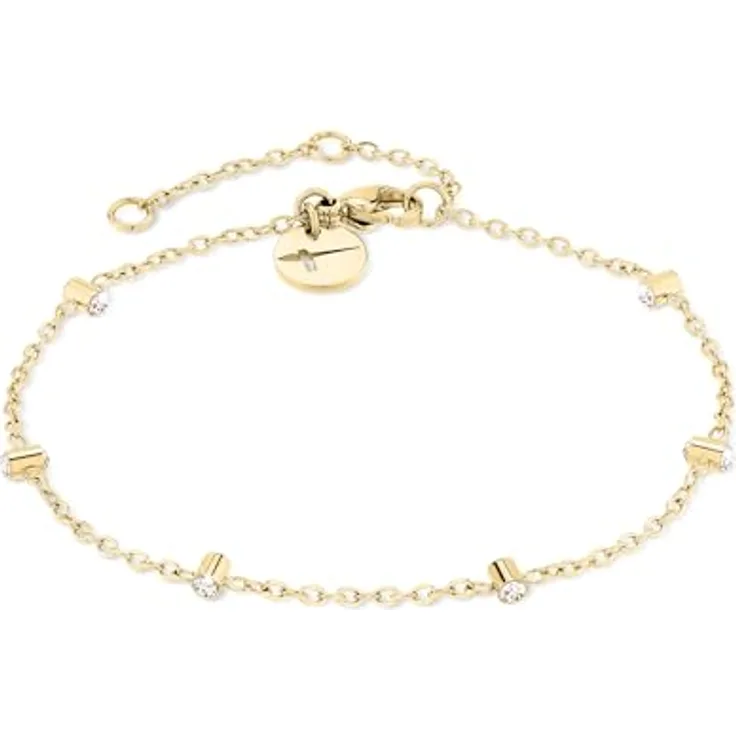 Tamaris Armband TJ-0563-B-21, mit Glasstein, IP Gold, 21 cm, Karabinerverschluss