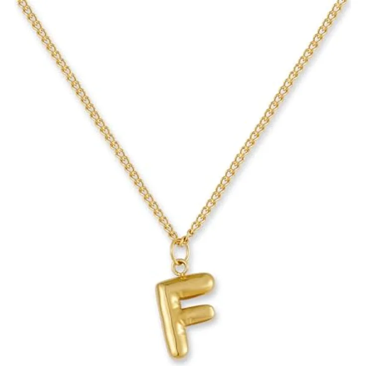 GD GOOD.designs Buchstaben Kette Gold Bubble | 18K vergoldeter Edelstahl, wasserfest & hautverträglich, längenverstellbar 40 cm + 5 cm, Damen-Halskette