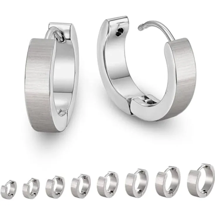 Soul-Cats Creolen aus gebürstetem Edelstahl, Unisex Ohrringe für Damen & Herren, schlicht und modern, Ø 16mm / 4mm breit, hypoallergen und langlebig