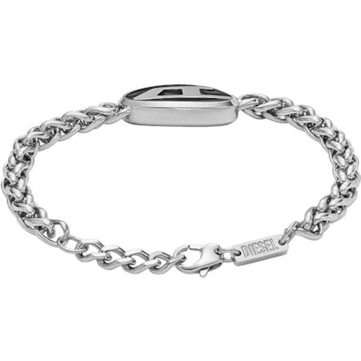 Diesel Herrenarmband, Edelstahl mit poliertem Finish und Karabinerverschluss, silberfarben – Bild 3