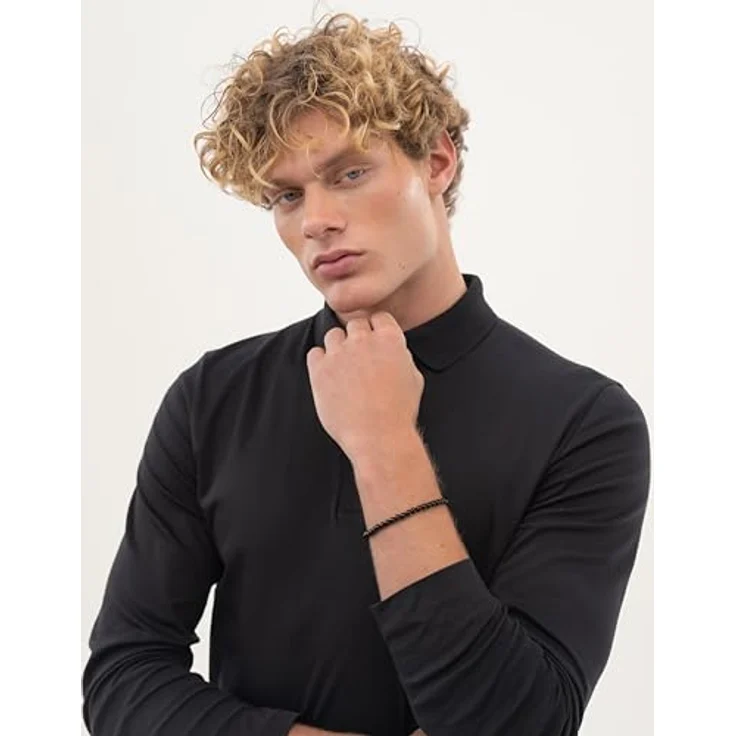 HUGO BOSS Herren-Armband mit Onyxperlen und Edelstahlverschluss, 190 mm Länge, schwarz – Bild 4