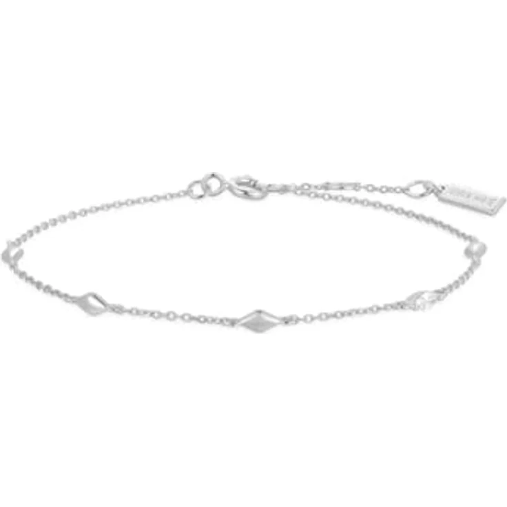 ANIA HAIE Melodic Poet Damen-Armband, 925 Sterling Silber mit Zirkonia und 4 Silberrauten, verstellbar von 16,5cm bis 18,5cm, inkl. Geschenkverpackung – Bild 1