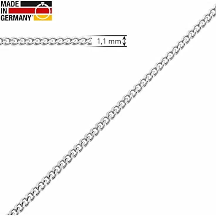 trendor Panzerkette Weißgold 585 Gold 14 Karat 1,1 mm Breite, 40 cm Damen-Halskette, zeitloser Halsschmuck in Geschenkbox – Bild 4