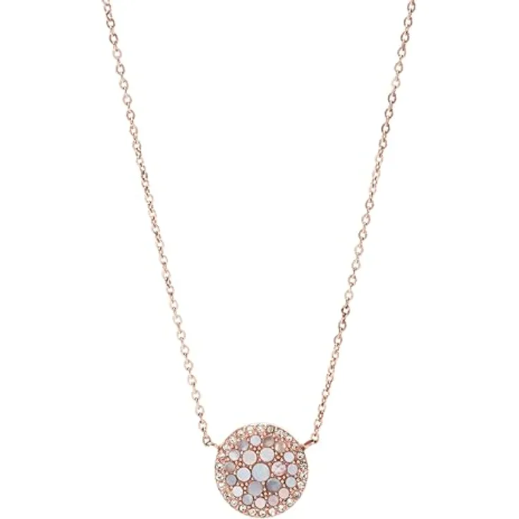 Fossil Halskette für Frauen, 40,6 cm Edelstahl mit rosa Perlmutt, roségold, JF01740791