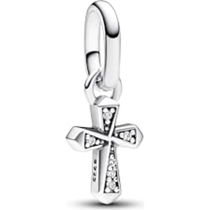 Pandora Kettenanhänger Pandora ME Funkelndes Kreuz Mini-Charm-Anhänger, silber mit funkelnden Zirkonia-Steinen