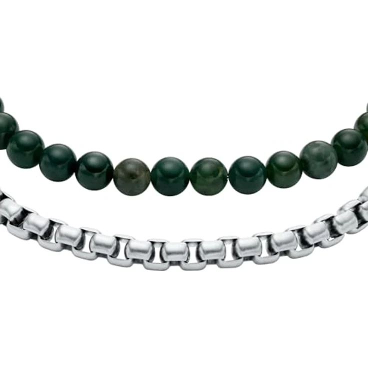 Fossil Herren Edelstahlarmband JF04940SET, silberfarben, gebürstetes Finish, mit sicherem Karabinerverschluss, 19 cm + 2,5 cm verstellbar – Bild 3