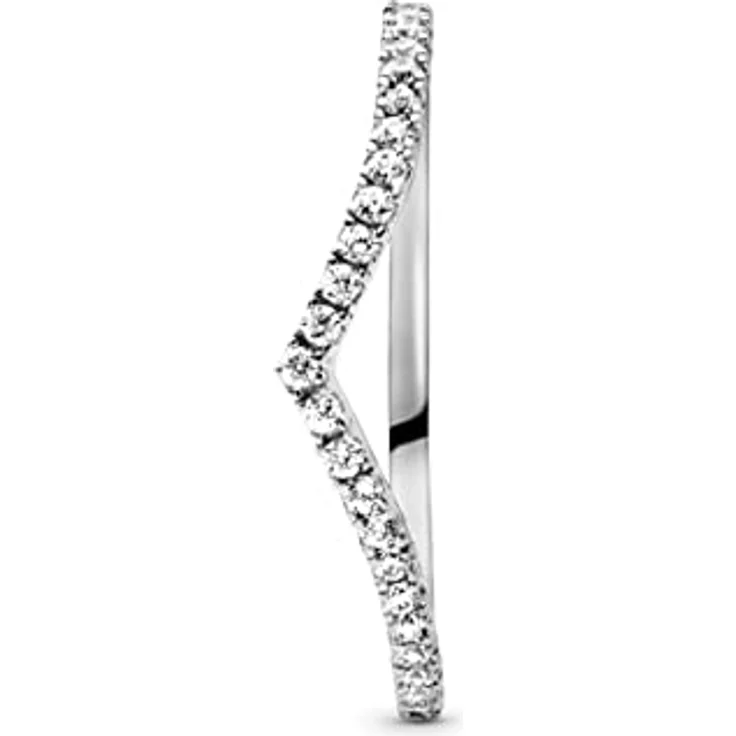 PANDORA Funkelnder Wishbone Ring aus Sterling-Silber mit Cubic Zirkonia, Größe 50, kompatibel mit Pandora Moments Kollektion – Bild 3